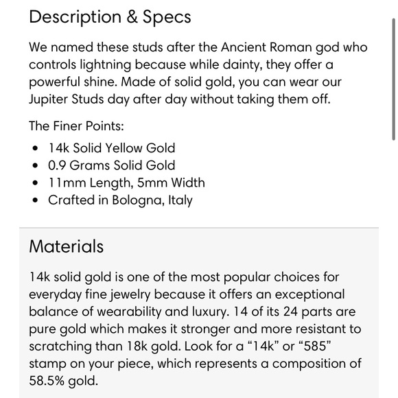 Oradina 14k yellow gold stud earrings - Picture 2 of 10